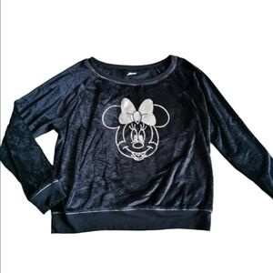 Disney Minnie Mouse Velvet Longsleeve Black Pullover shirt top